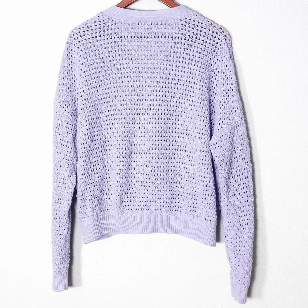 Madewell Textured Knit Cardigan Lilac Size XL Cozycore Clean Girl Soft Minimal - Picture 2 of 8